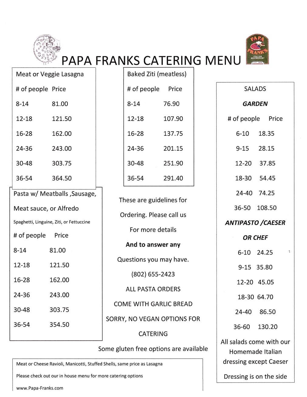 catering menu